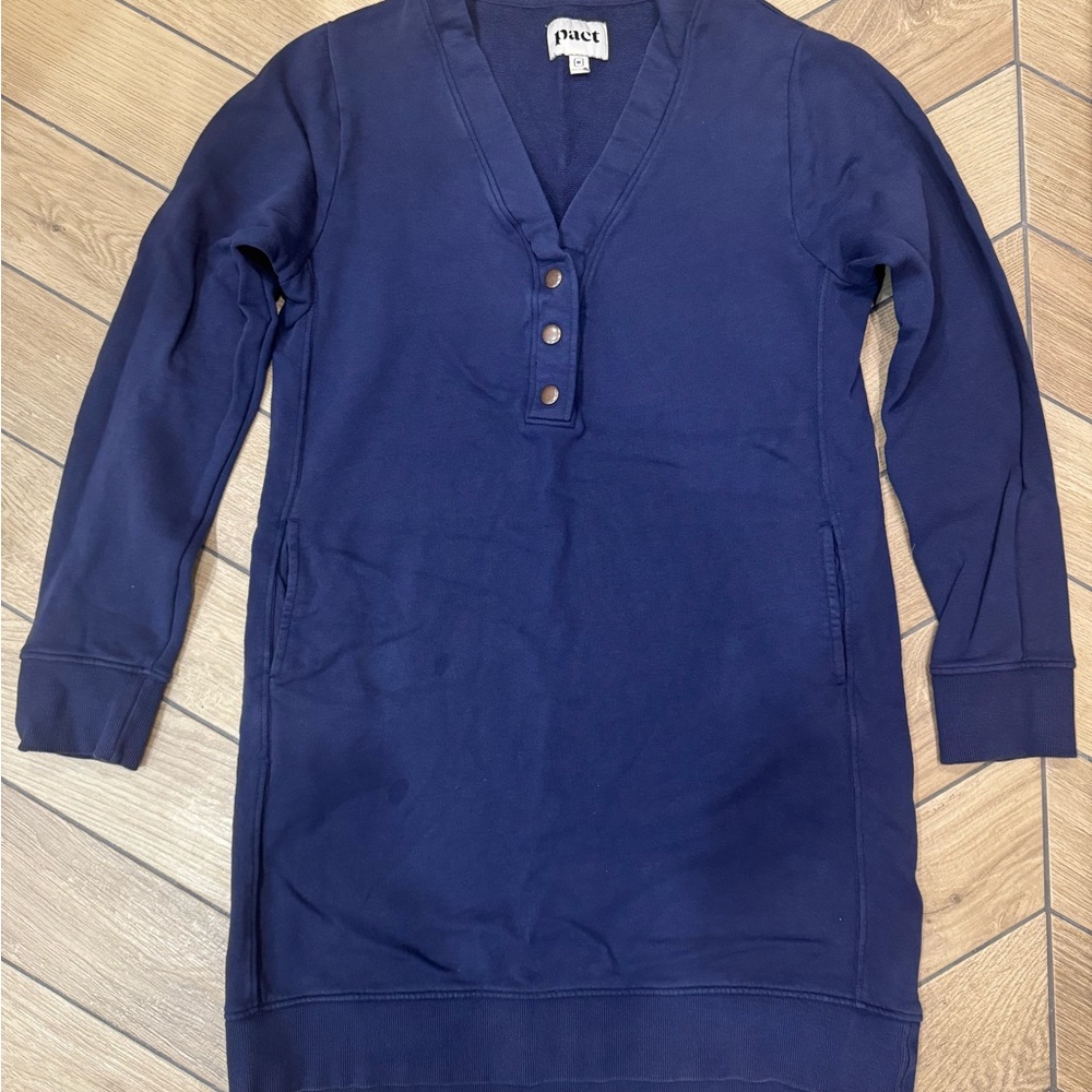 Pact Blue V-Neck Sweater